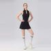Small Stand-up Collar Zipper Sleeveless Tennis Dress Set Anti-light Elastic Quick-drying Sports Skirt With Chest Pad Tennis Skirt_ecoleips.com