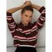 Autumn Brown Striped Polo Shirt Loose Long Sleeve T-Shirt Design Sense Temperament Casual Commuting_ecoleips.com