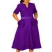 Elegant V-Neck A-Line Midi Dress With Belt - Flattering Short Sleeve Summer Dress For Women (S-XXXL, Plus Size Options)_ecoleips.com