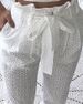 Women's Clothing Cotton Embroidery Lotus Waist Hole Tapered Trousers With Lining_ecoleips.com