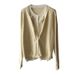 Double Tone Round Neck Two Piece Knitted Cardigan For Women In Spring, Slimming Thin Sweater Jacket Top 50603_ecoleips.com