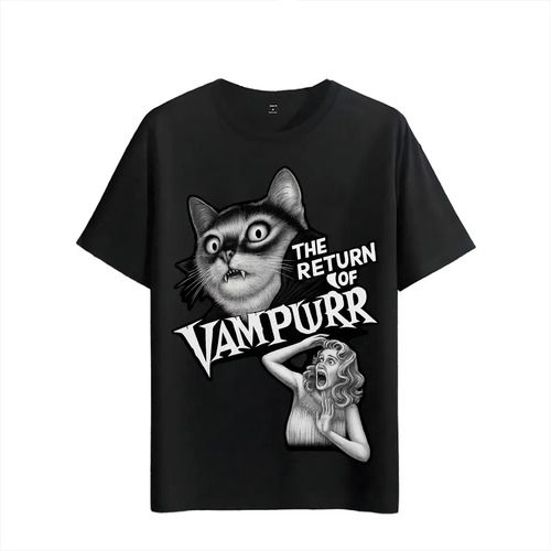 Women's T-Shirts T-shirt Muscle Freaks Vampurr Cat Horror Style Vampires_ecoleips.com
