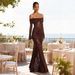 European American Style Elegant Lace Off-shoulder Long Dress, Fashionable And Sexy Long-sleeved Backless Slim-fit Dress_ecoleips.com