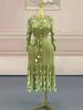 Elegant Pleated Midi Dress – Printed V-Neck Button-Down Dress With Relaxed Fit (Fall Collection)_ecoleips.com