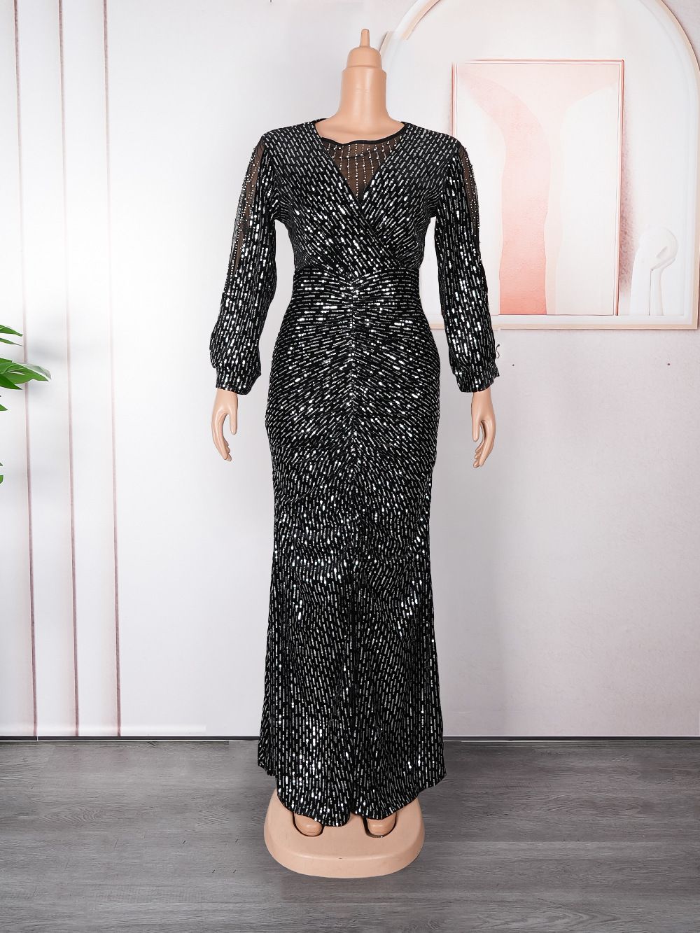 Women's Clothing Plus Size Clothes Sequin Evening Gown For Women - Sparkling Rhinestone Party Dress For Christmas & Special Occasions"_ecoleips.com