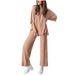 2026 Autumn Solid Color Comfortable Loose Short-Sleeve Top And Long Pants Set With Side Pockets Summer Women's_ecoleips.com