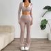 AD628 High-Waisted Slimming Yoga Pants Home Use, Comfortable Casual Micro-Flare Sports Set For Pilates And Fitness_ecoleips.com