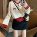 girl Late Autumn Early Winter Christmas Outfit Retro Sweater For Women Atmospheric Soft Lazy Style Knitted Top_ecoleips.com