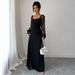 Voya Recommend! Women's Elegant Temperament, High-end Sense, Long Sleeved Long Skirt Dress, Autumn And Winter Multi Color Options_ecoleips.com