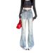 New Spring And Autumn American-style Washed Women's Flared Jeans, Floor-length Trousers, Retro Slim-fit Petite_ecoleips.com