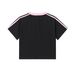 Sexy Cropped V-Neck Sports Jersey Top For Women - High Waist Striped & Distressed Print Slim Fit T-Shirt (Black/White, S-L)_ecoleips.com