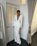 girl Girl 2024 Autumn Deep V-neck White Blazer Suit Women's Set AA77-5333_ecoleips.com