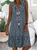 Cross-border 2024 Summer New European And American Clothing, Best-Selling V-Neck Small Floral Print Sleeveless_ecoleips.com