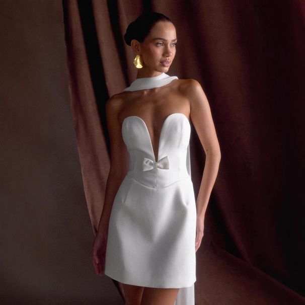 Cross-Border Wome's Fashio New Sexy Hot Girl Slim Tube Top Short Bow Ribbo Europea Ad America Style Dress For_ecoleips.com