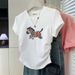Women's High Quality Cotton round Neck Short Sleeve T-Shirt Slim Fit Unique Style Youthful Elegant Top_ecoleips.com