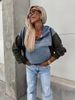 Women's Clothing Fashion Loose Casual Washed Denim Splicing Hooded Women's Sweatshirt_ecoleips.com
