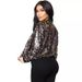 Women's Sequined Cardigan Jacket Long Sleeved Zip up Colorful Design for Parties European American Style Outerwear_ecoleips.com