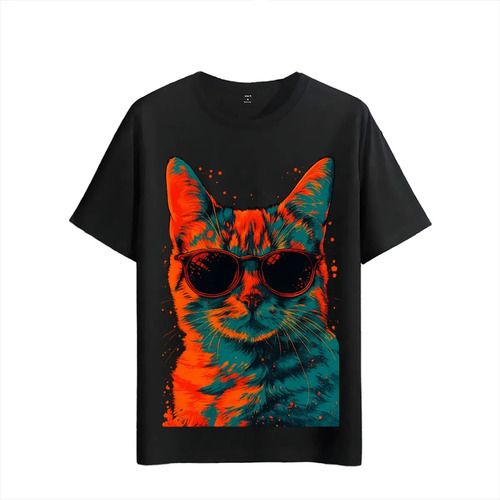 Women's T-Shirts Tshirt Muscle Freaks Cat With Glasses Pop Art Feline Style_ecoleips.com