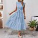 2024 Cross-Border European And American Women's Fashion Foreign Trade Bohemian Sleeveless Tie-Waist Flared Dress_ecoleips.com