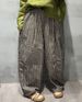 Suitable For All Seasons 2025 Spring New Yarn-Dyed Linen Striped For Women Elastic Waist Artistic Loose Plus Size Casual Wide-Leg Pants_ecoleips.com