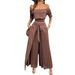Women's Clothing Spring And Summer Temperament Solid Color Belly Baring Top Wide Leg Pants Suit_ecoleips.com