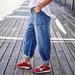 Women's Stretch Denim Jeans Mid-Rise Ankle-Length Cropped Style with Rolled-Up Cuffs Stitched Pockets European American Design_ecoleips.com