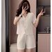 Women's Clothing Elegant New Style Two Piece Set Summer Sophisticated Short Sleeved Dress And Shorts Suit Casual Fashion_ecoleips.com