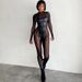 2024 New Autumn Fashion Patchwork Mesh Round Neck Back Zipper Long Sleeve Jumpsuit Wholesale_ecoleips.com