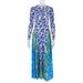 Women's Slimming Bodycon Long Dress American Style Printed Personalized Slightly Sheer High Neck Commuter Dress_ecoleips.com