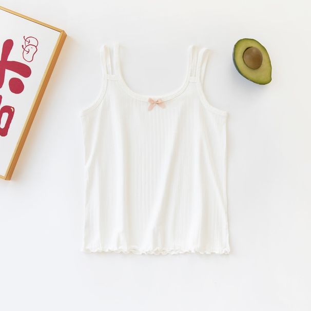 Summer Children's Sweet Bow Girls, Comfortable Wood Fiber Camisole For Girls_ecoleips.com