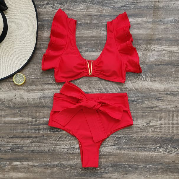women's split sexy press line solid color high waist new_ecoleips.com