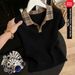 Stretch Cotton Casual Contrast Collar Polo Shirt For Women, Comfortable Breathable T-Shirt With Collar, Summer Fashion Top For Ladies And Mature Women_ecoleips.com
