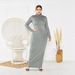 Arabian Autumn Conservative High-neck Long-sleeve Women's Dress, Fashionable Plus-size Simple Solid Color Dress For_ecoleips.com