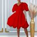 D495 2024 European And American Foreign Trade Women' Clothing V-neck Large Hem Puff Leeve Party Bridemaid_ecoleips.com