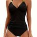 Women's Clothing Halter Neck Bikini Two Piece Solid Color Swimsuit Sexy Style Polyester_ecoleips.com