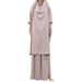 Dubai Trendy Style Nida Two-Piece Set Solid Color Hooded Cuffed Robe Dress_ecoleips.com