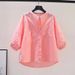 Women's Clothing Sleeve Cotton Shirt Women's Loose Design Casual Shirt Summer Literary Style Light Blue Top_ecoleips.com