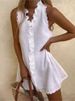 Dresses 2025 Woman Summer Fashion V-neck Sleeveless Office Elegant Casual Loose White Dress Robe Femmes Womens Clothing_ecoleips.com