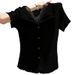 New Style Women's Ruffled Knit T-Shirt V Neck Slim Fit Lace Trim Gentle Top For Summer_ecoleips.com