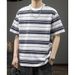 Heavyweight Digital Print Men's Summer Thin Striped Short-Sleeved T-Shirt American Style Slimming Women's Fashion Top_ecoleips.com