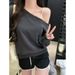 American-style Real-shot Casual Off-shoulder Sweatshirt Women, Spring Autumn, Korean Version, Loose Fit, Versatile,_ecoleips.com