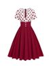 Polka Dot Women Summer Dresses Hepburn Style V-Neck Short Sleeve Vintage Print Patchwork Party Dress Casual A-Line_ecoleips.com