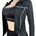 Women's Clothing 3-Piece Workout Set - Zip-Up Thumb Hole Long Sleeve Top & High-Waisted Leggings - Stretchy Comfort Fit For Yoga, Gym, Running-1_ecoleips.com