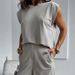 Women's Clothing Autumn And Winter New Sleeveless Solid Color Casual Loose T Shirt And Wide Leg Pants Set Women_ecoleips.com