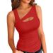 Women's Clothing Summer Cutout Sleeveless Vest Shirt American Style Rib Detail Sexy Basic Hot Girl T-Shirt_ecoleips.com