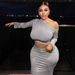 Women Sexy 2 Piece Outfit Short Crop Top One Shoulder High Waist Bodycon Mini Skirt Set Party Dress Outfit_ecoleips.com