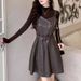 Leather Two-Piece New 2025 Spring And Autumn Women's Top + Fashion Dress Petite Set_ecoleips.com