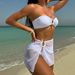 Women's Clothing Sexy Solid Color Top Three Piece Mesh Swimsuit Bikini_ecoleips.com
