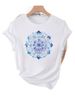 European And American Cross-border Foreign Trade Women's Clothing, Floral Print Round-neck Short-sleeve T-shirt Top_ecoleips.com