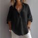 Women's Solid Color Shirt Casual Long Sleeve Button down Everyday Shirt with Regular Collar for Spring And Summer_ecoleips.com